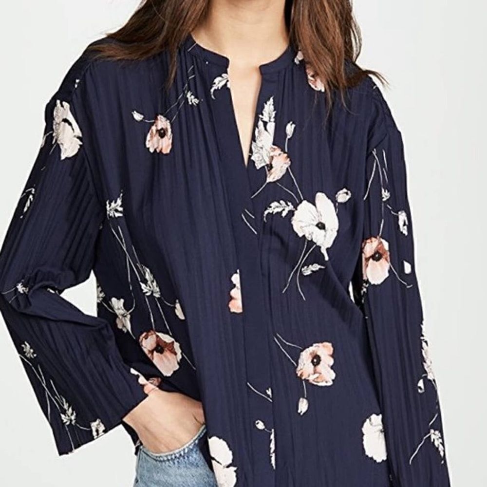 Vince Tossed Poppy Floral Blouse, XS